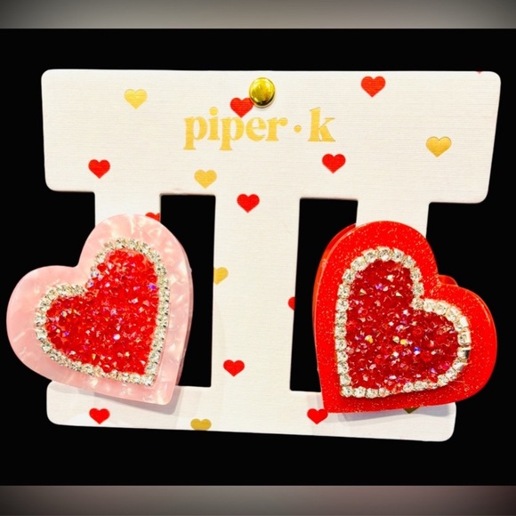 Piper Accessories - Piper K Red and Pink Heart Hair Clips, New with tags